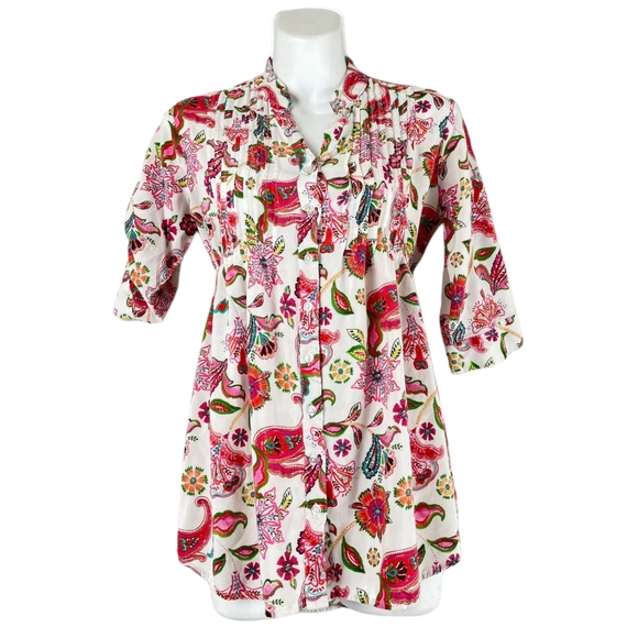 Paisley Printed Babydoll Blouse - Picture 1 of 13